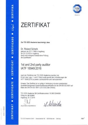 IATF Zertifikat IATF Zertifikat